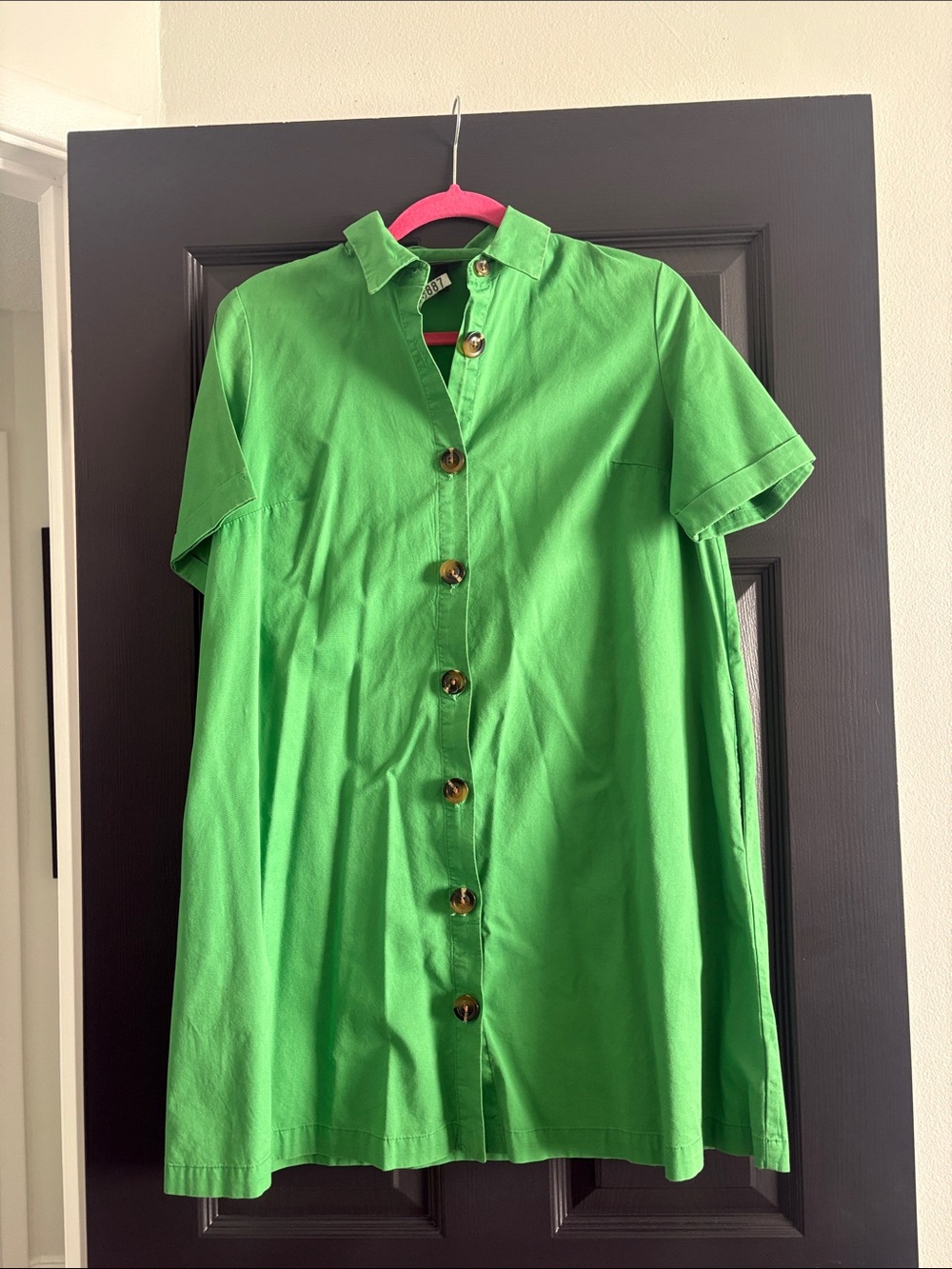 Who What Wear Bright Green Button-Front Mini Dress